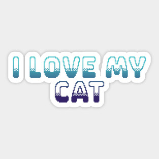 I Love My Cat Classic Video Game Graphic Blue Gradient Sticker